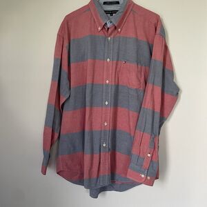 Tommy Hilfiger Men's Shirt Size XL Color Block Long Sleeve Button Down Striped